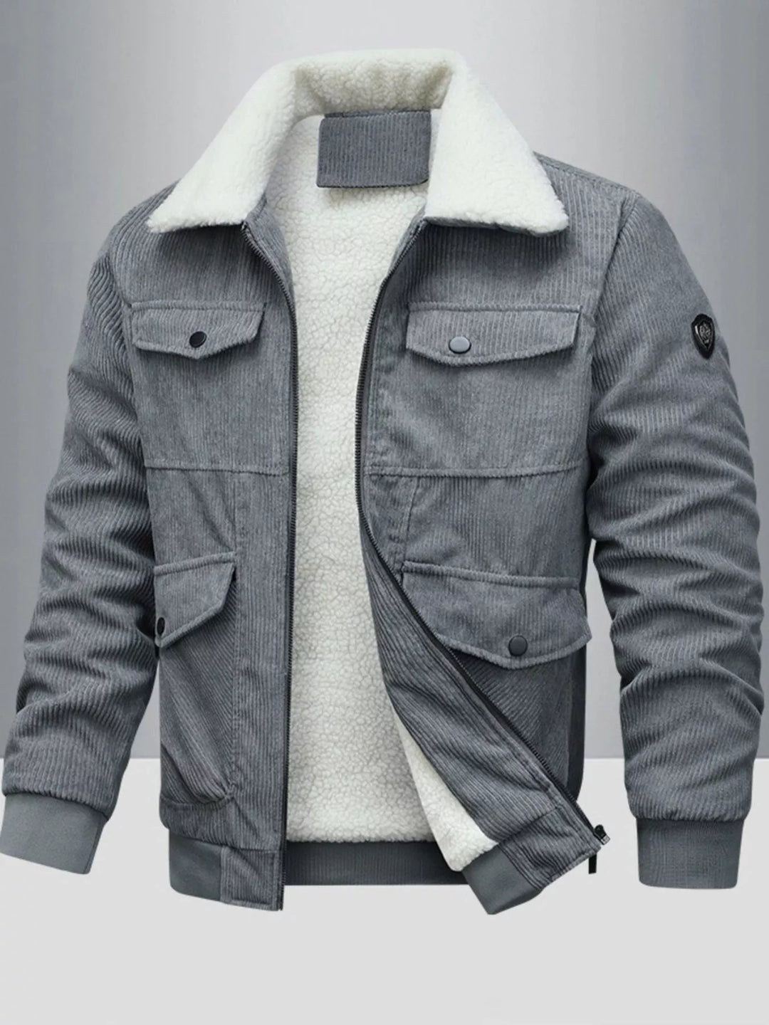 Mens Big and Tall Corduroy Coat Fleece Lined Relaxed Fit - BritishMode