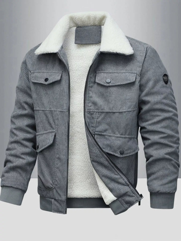 Mens Big and Tall Corduroy Coat Fleece Lined Relaxed Fit - BritishMode