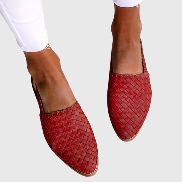 Womens Orthopedic Loafer Shoes Woven Pointed Toe Flat