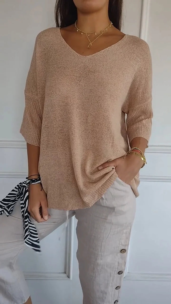 Womens V-Neck Sweater Relaxed Fit