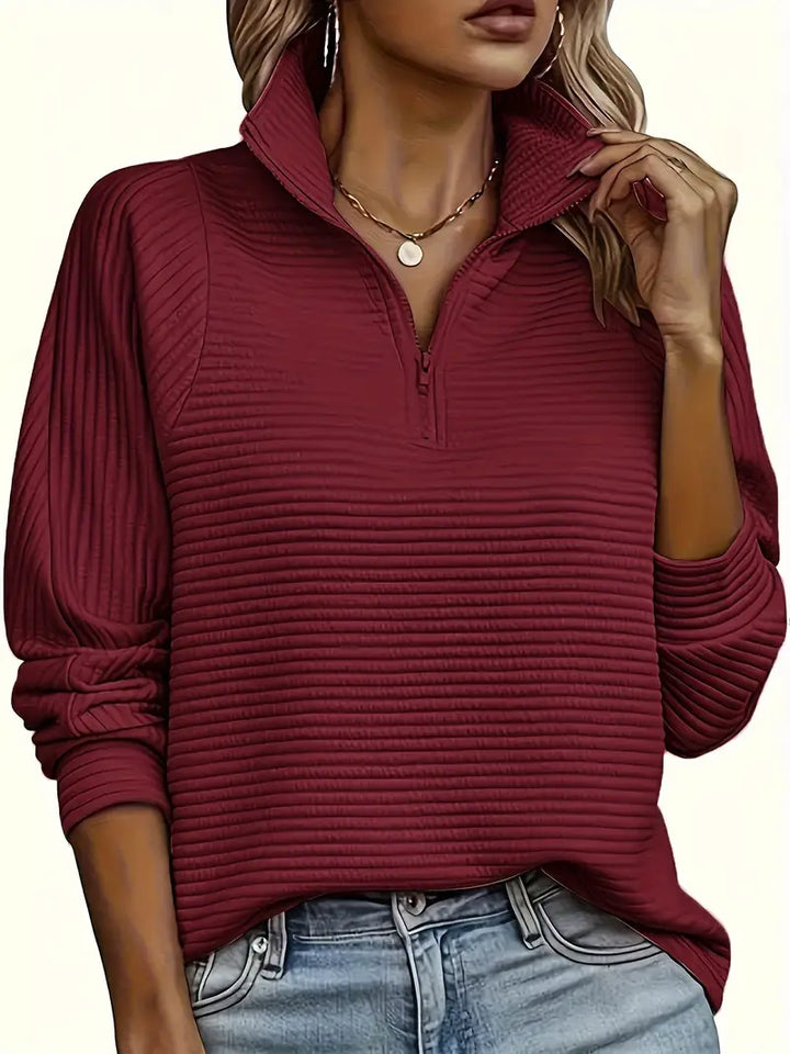 Womens Knit Sweater Soft Quarter Zip
