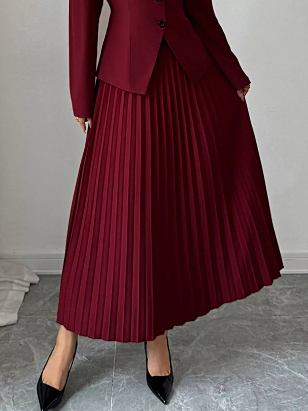 Womens Flared Skirt with Ruffled Waist - BritishMode