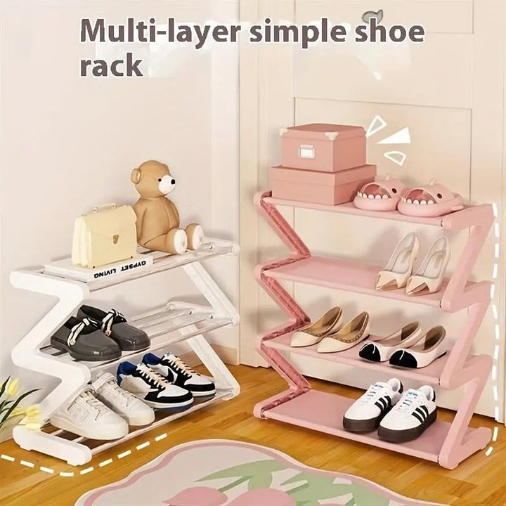 Stackable 4-Tier Shoe Rack Z-Shaped Storage Organizer