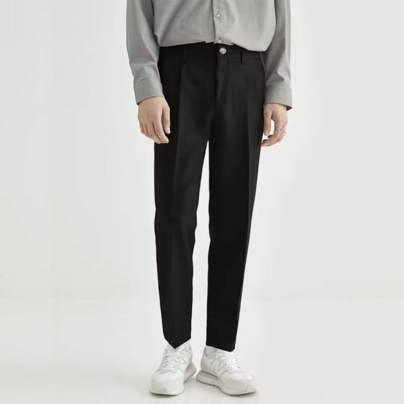 Mens Crop Trousers Pleated Comfort Fit - BritishMode