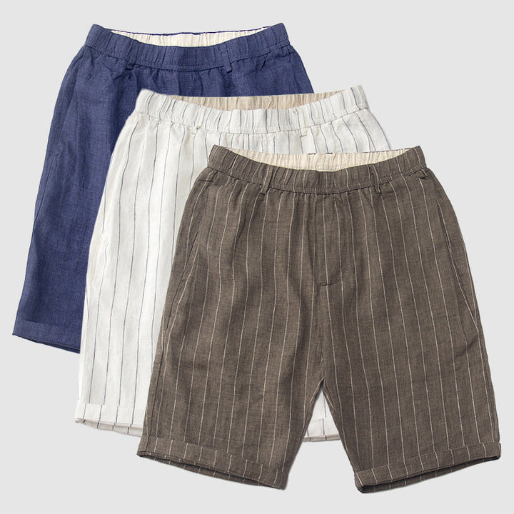 Mens Linen Shorts High Waist Classic Fit - BritishMode