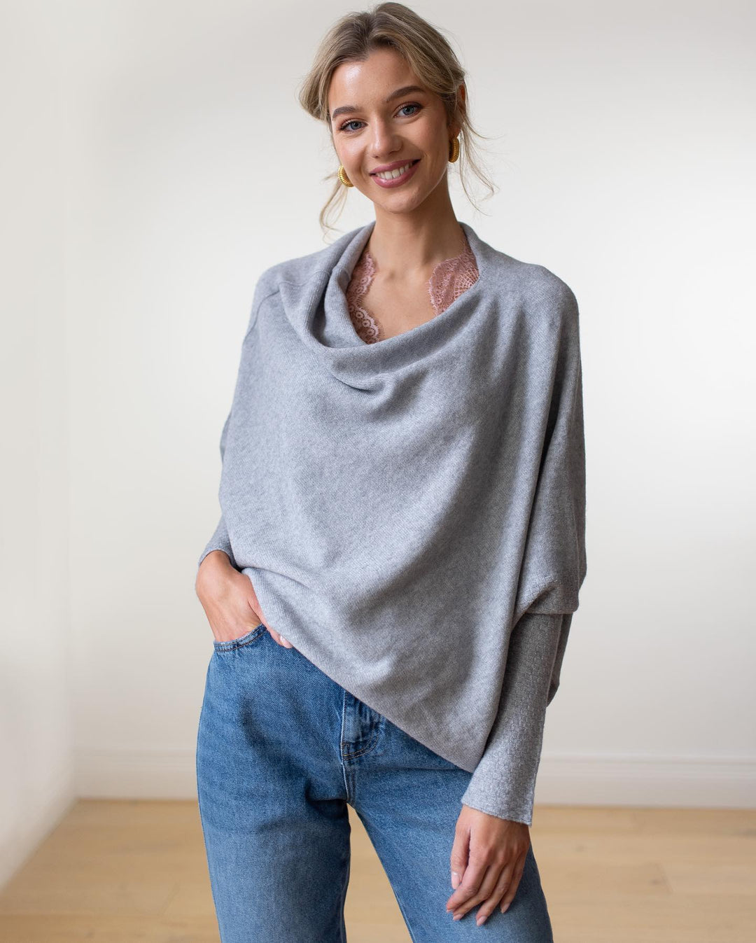 Womens Asymmetrical Sweater Cashmere Blend Comfortable Fit