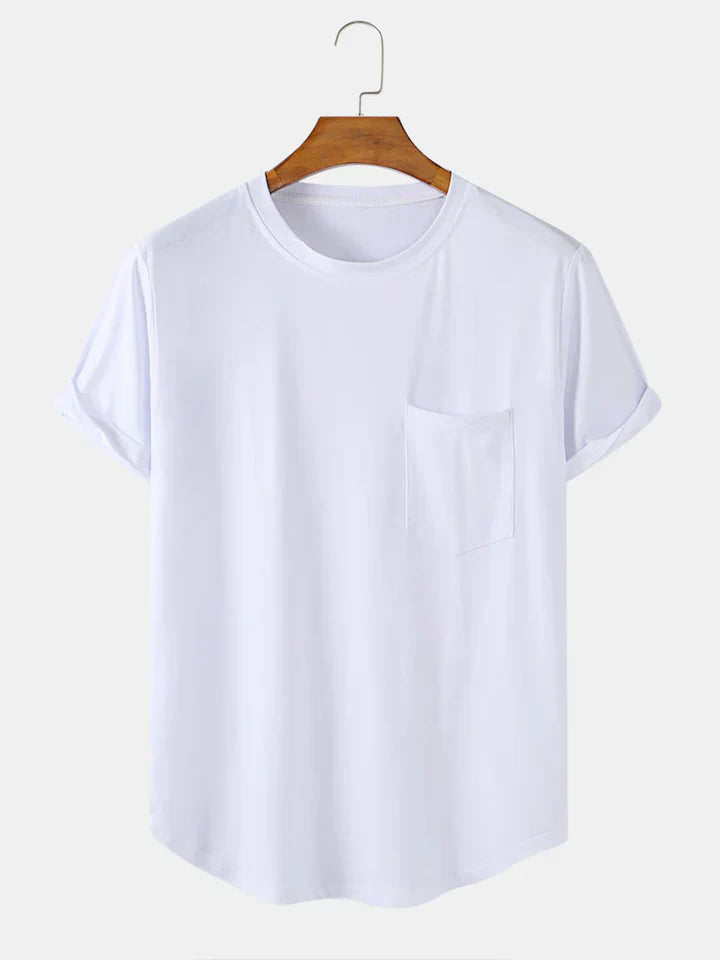 Mens T-Shirt Cotton Pocket Casual Fit
