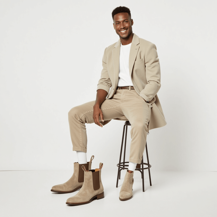 Mens Chelsea Boots Suede Slip-On - BritishMode