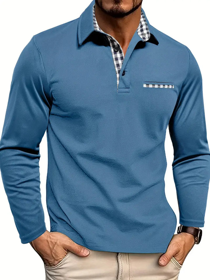 Mens Long Sleeve Polo Shirt Comfortable Fit