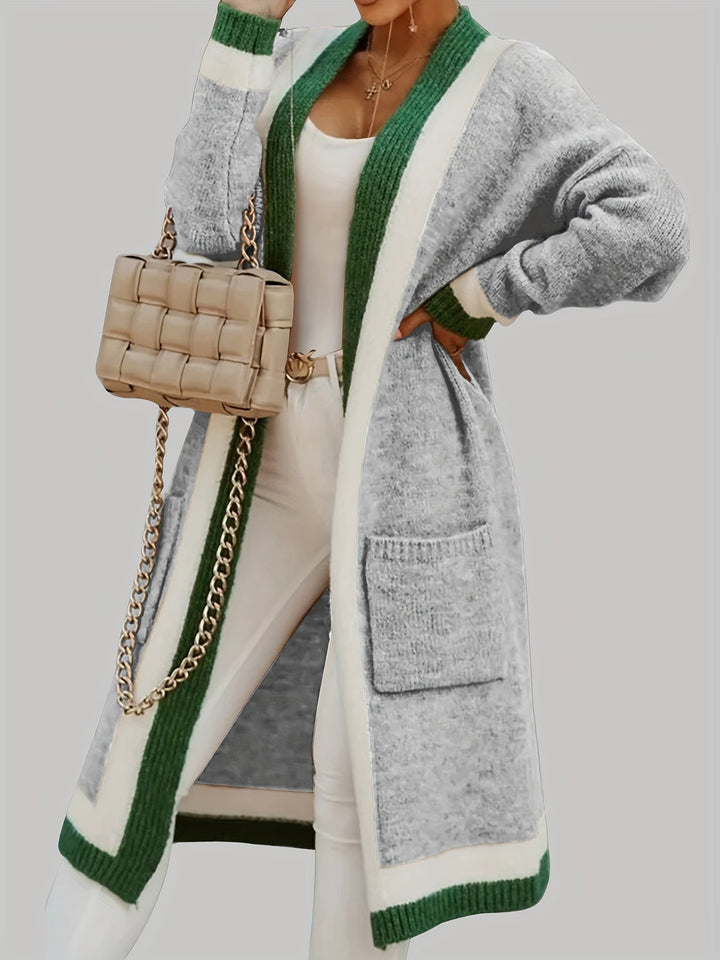 Womens Long Cardigan Vintage Style with Accent Details