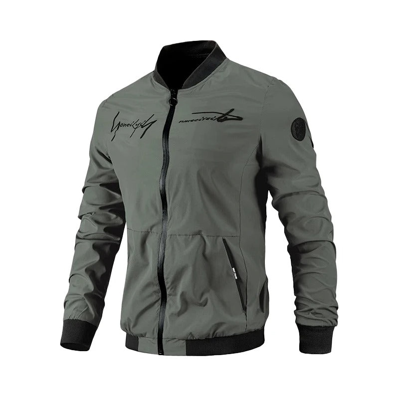 Mens Bomber Jacket Embroidered Transitional Weather - BritishMode