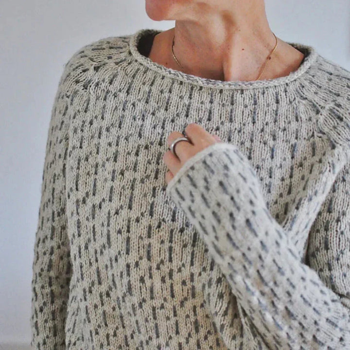 Womens Crewneck Knit Sweater Ribbed Hem