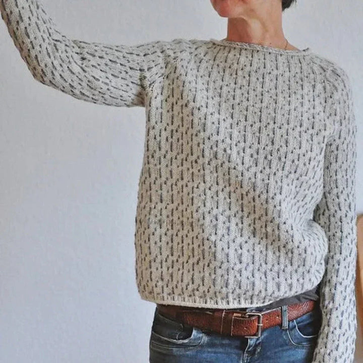 Womens Crewneck Knit Sweater Ribbed Hem