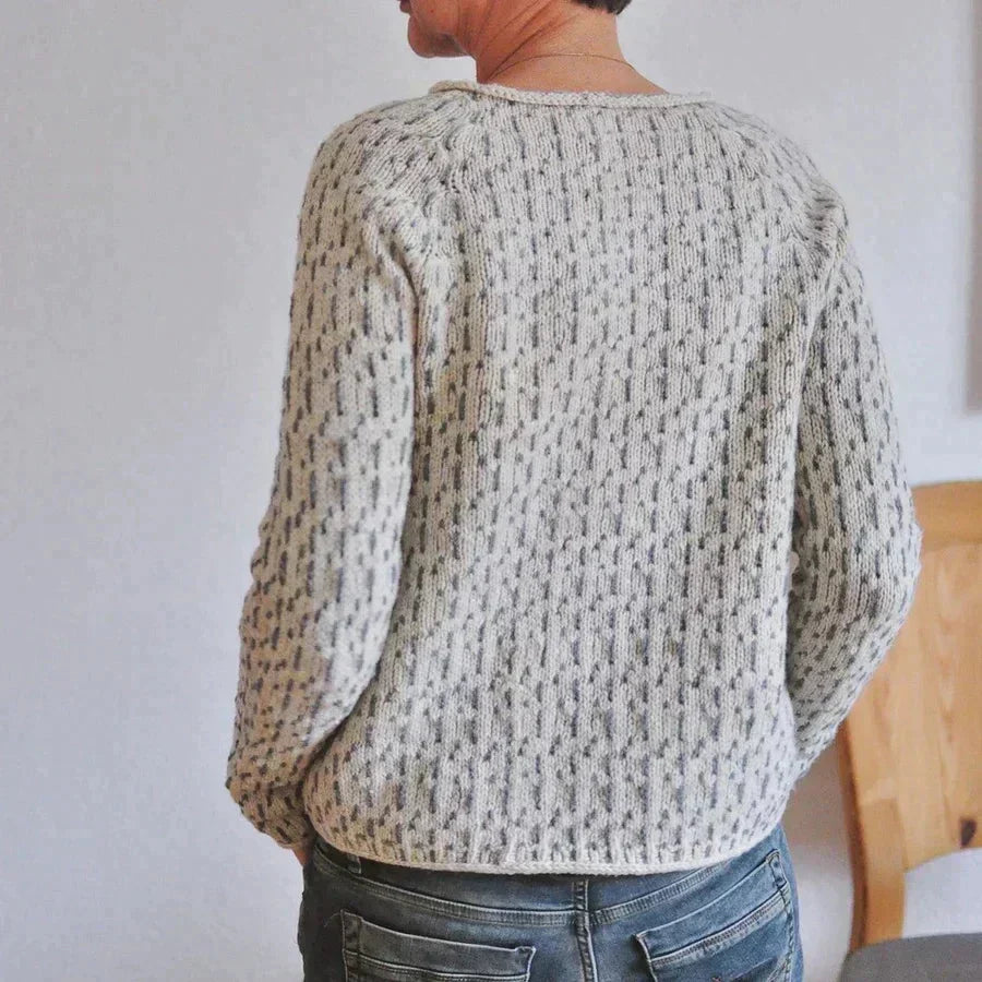 Womens Crewneck Knit Sweater Ribbed Hem