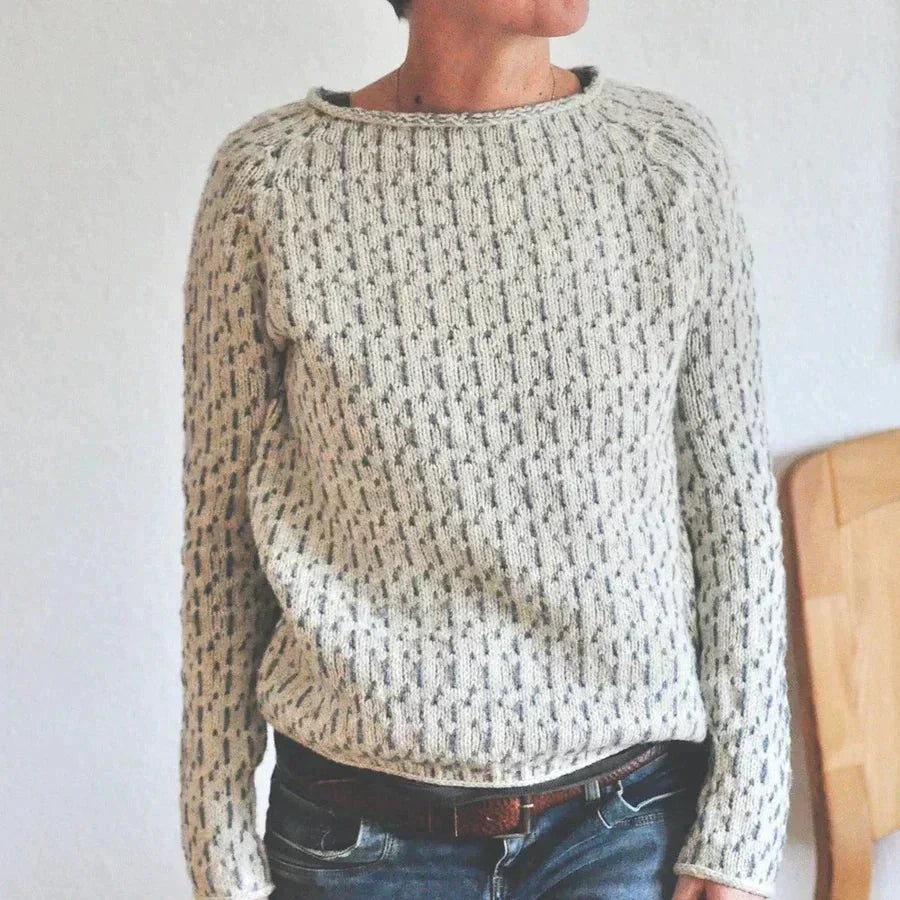 Womens Crewneck Knit Sweater Ribbed Hem