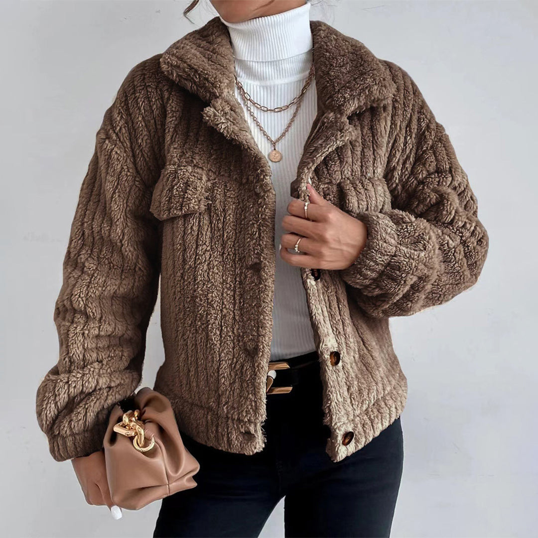 Womens Teddy Jacket Long Sleeve Winter Warm
