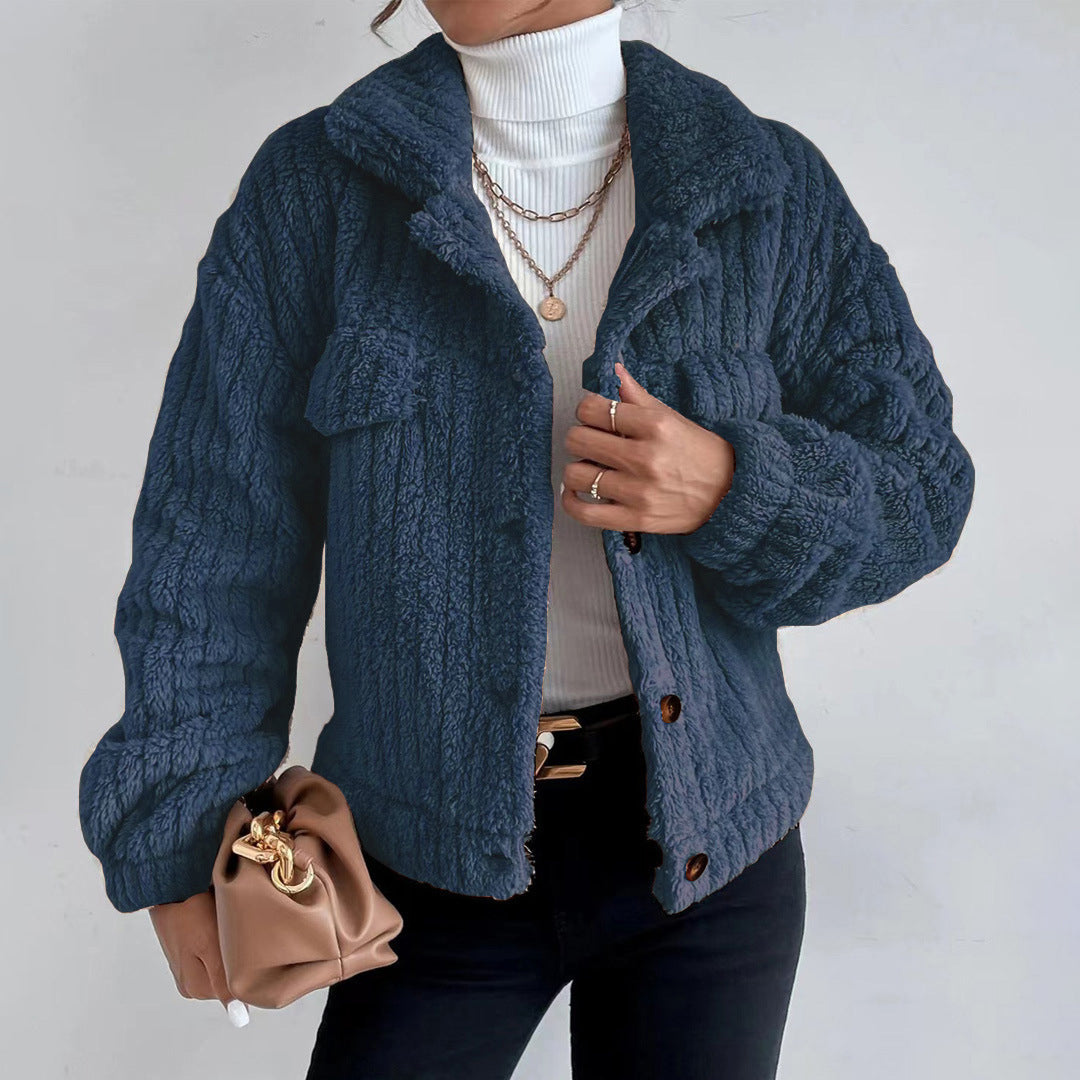 Womens Teddy Jacket Long Sleeve Winter Warm