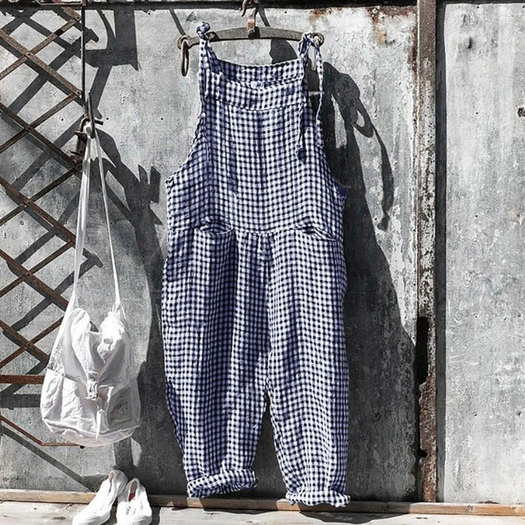 Womens Wide-Leg Jumpsuit Vintage Style Lightweight