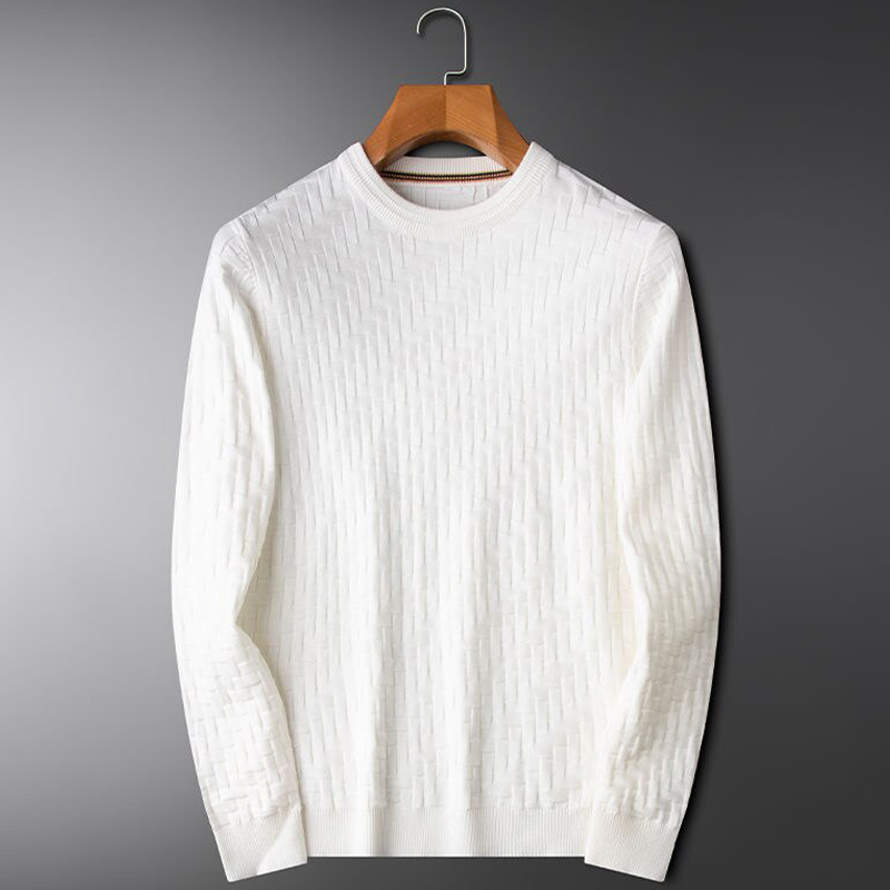 Mens Crew Neck Sweater Wool Blend Warm Fit