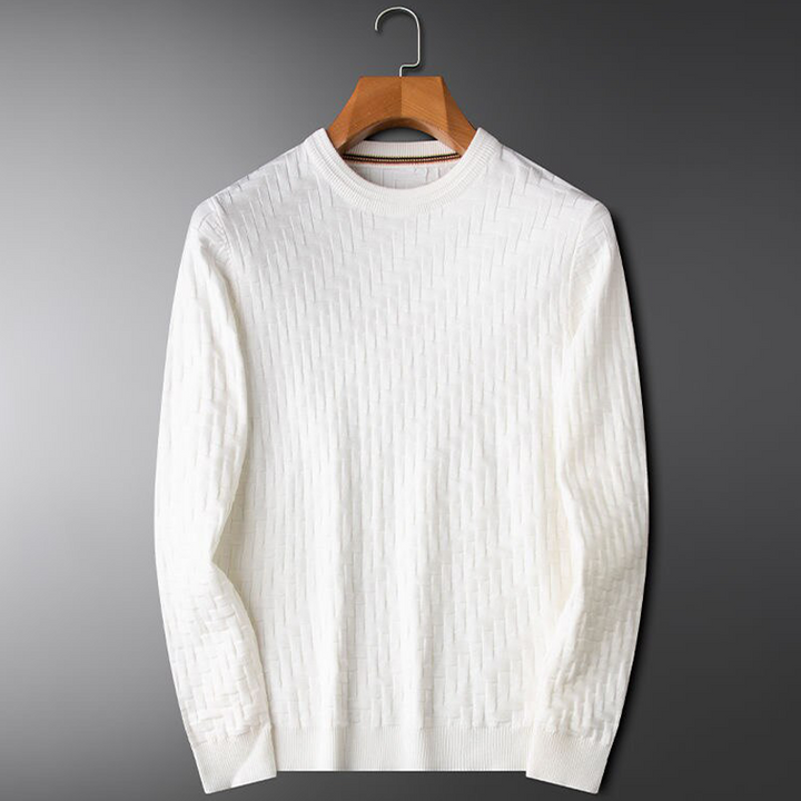 Mens Crew Neck Sweater Wool Blend Warm Fit