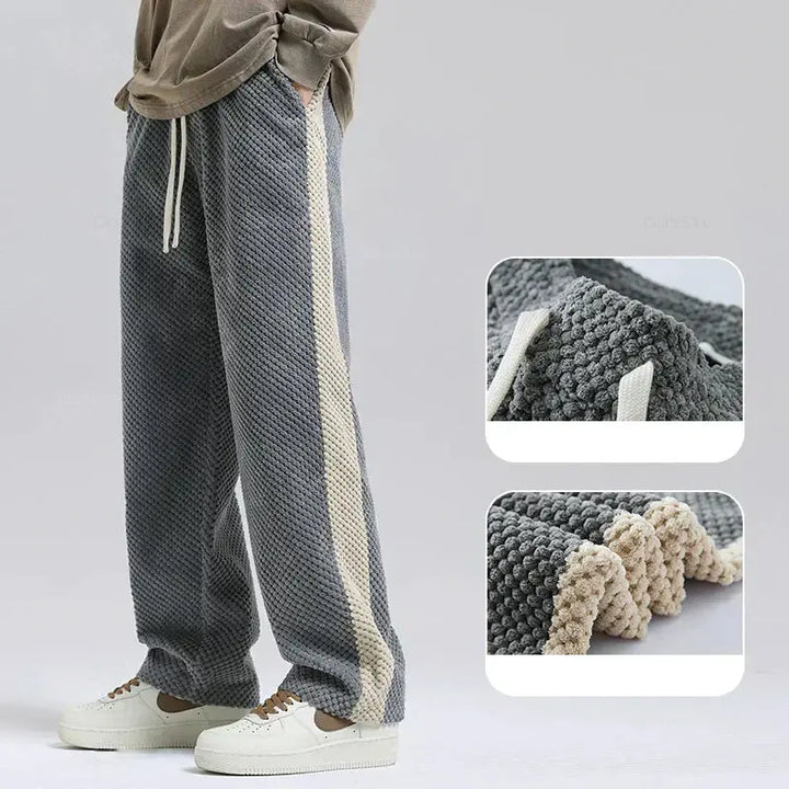 Mens Jogging Pants Embossed Corduroy Relaxed Fit