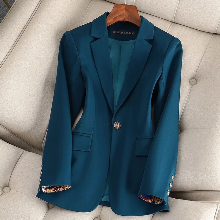 Womens Cotton Blend Blazer Tailored Fit Notch Collar Jacket