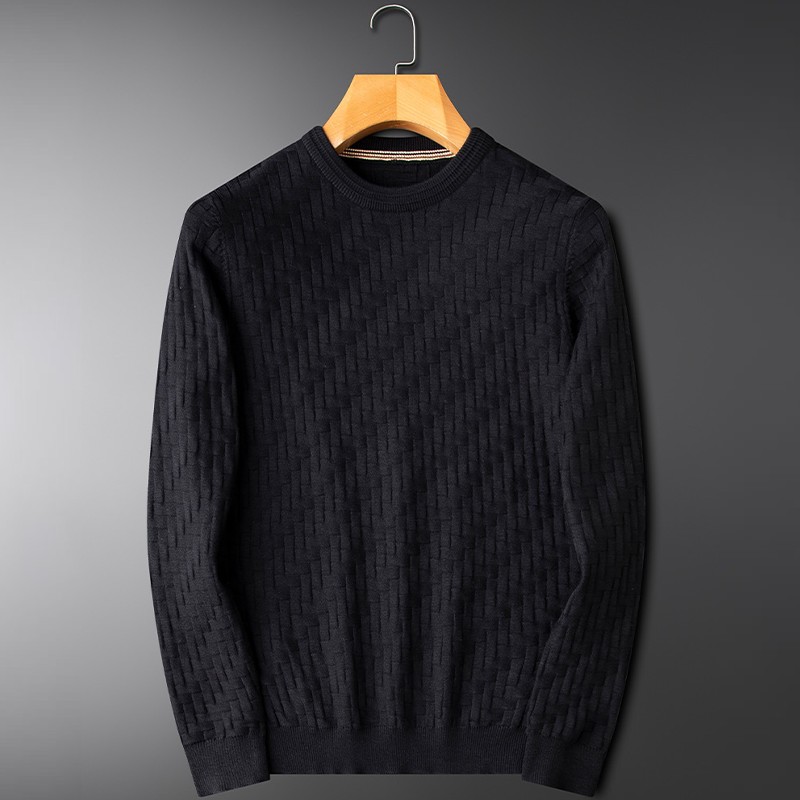 Mens Crew Neck Sweater Wool Blend Warm Fit