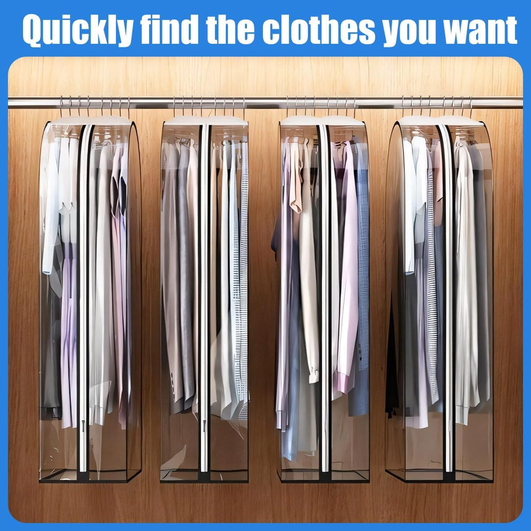 Garment Covers with Clear Gusset and Side Zipper 3-Pack Storage Bags