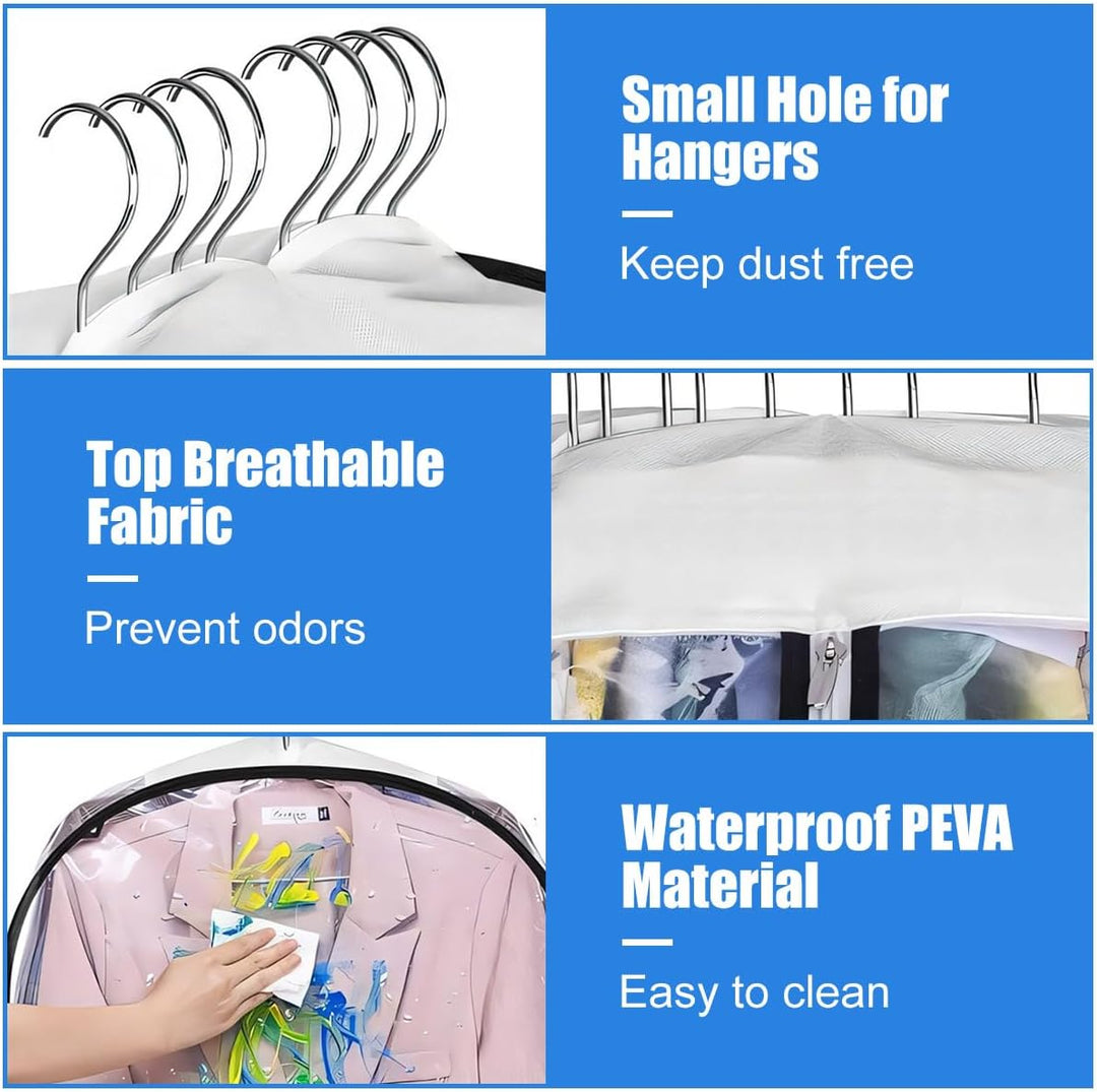 Garment Covers with Clear Gusset and Side Zipper 3-Pack Storage Bags