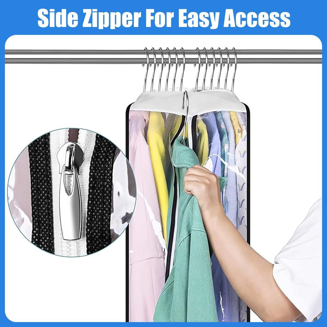 Garment Covers with Clear Gusset and Side Zipper 3-Pack Storage Bags