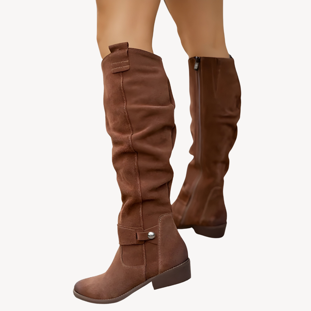 Womens Knee-High Boots Suede Slouchy Fit