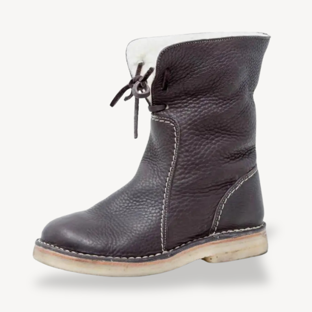 Womens Orthopedic Leather Ankle Boots Adjustable Lace-Up