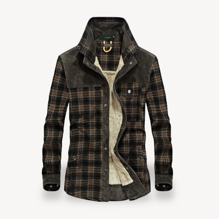 Mens Jacket Fleece Lined Plaid Pattern