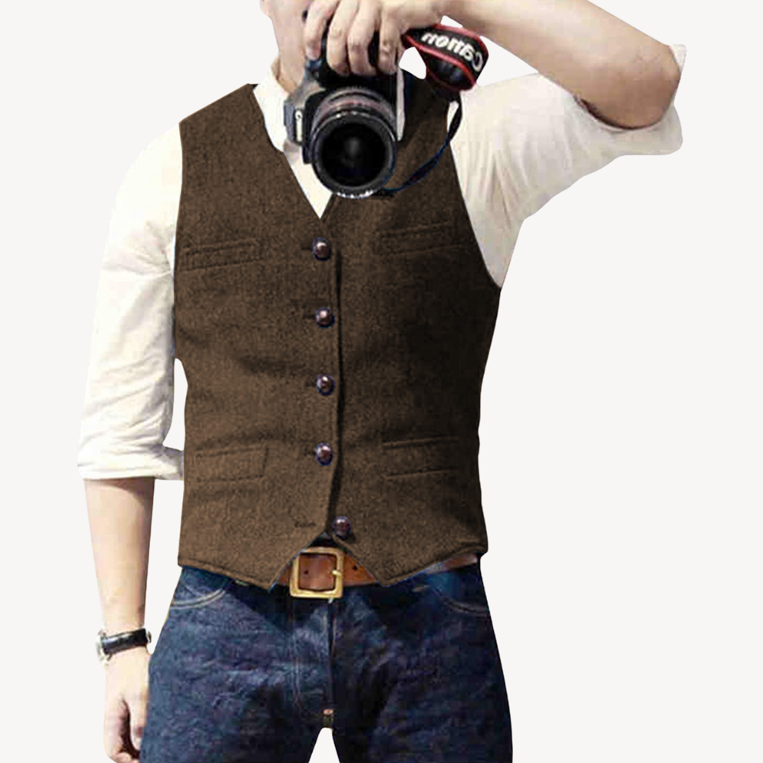 Mens Wool Vest Buttoned Front