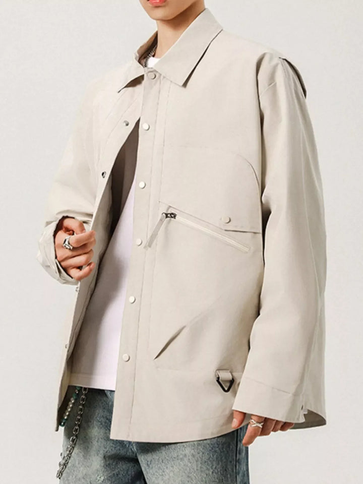 Mens Casual Snap Button Jacket Relaxed Fit