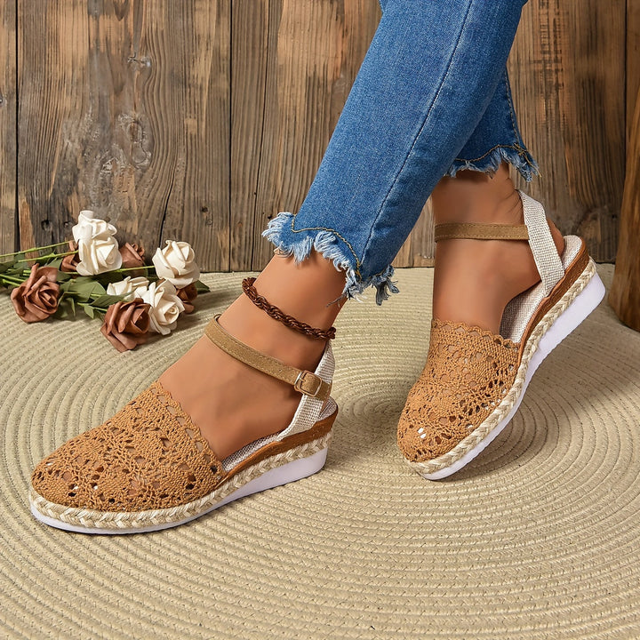 Womens Orthopedic Espadrille Sandals Crochet Adjustable Strap