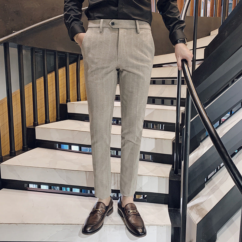 Mens Tailored Fit Herringbone Pattern Trousers
