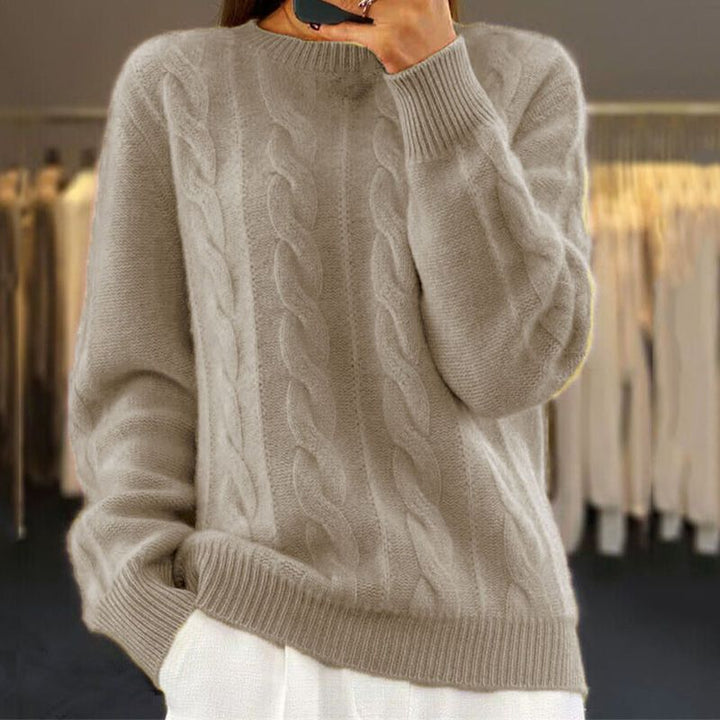 Womens Knit Sweater Wool Blend Cozy Fit