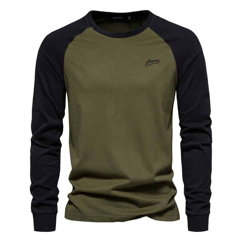 Mens Long Sleeve Shirt with Crew Neck Elegant Fit