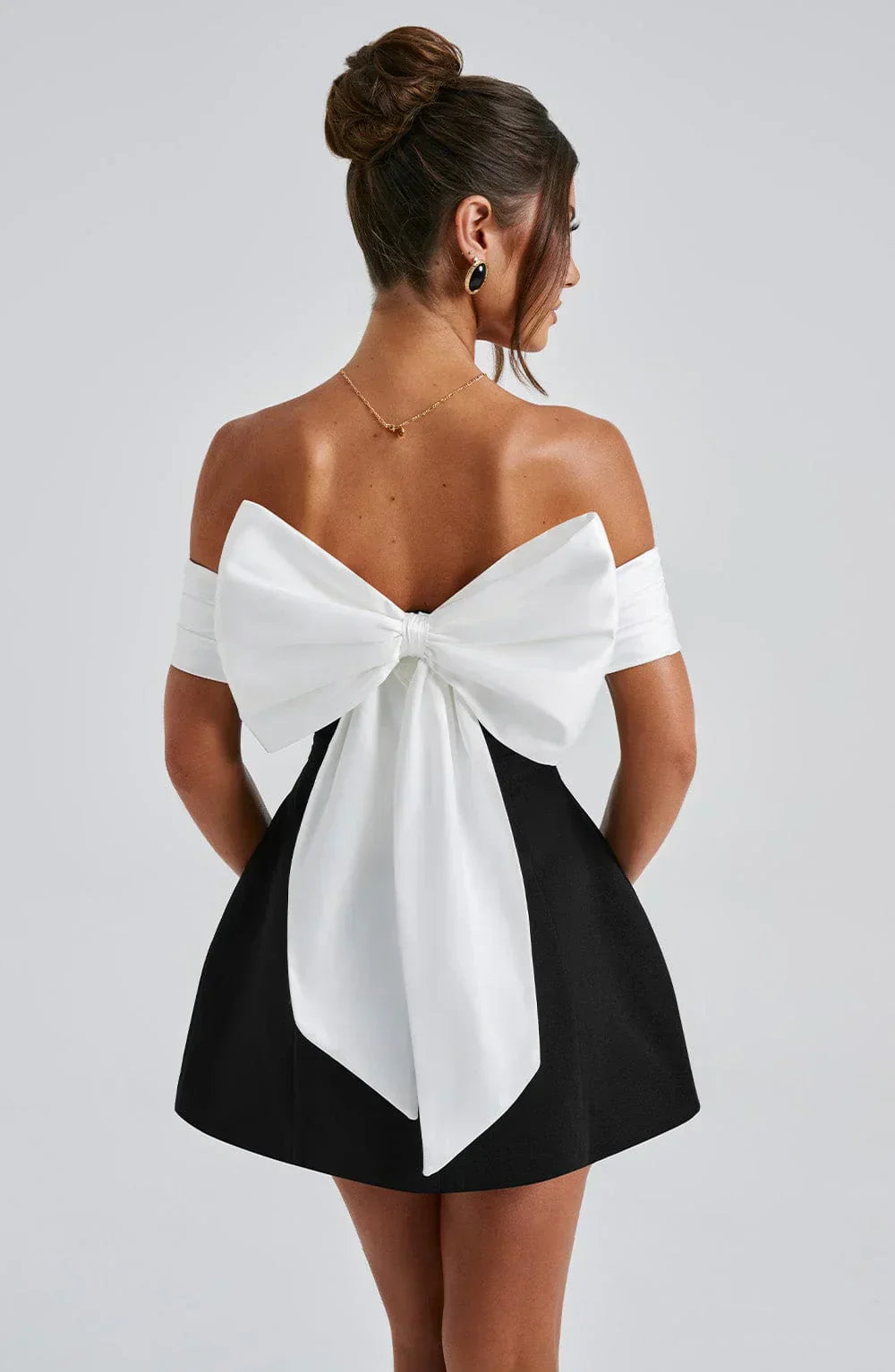 Womens Dress with Bow Accents Elegant Fit - BritishMode