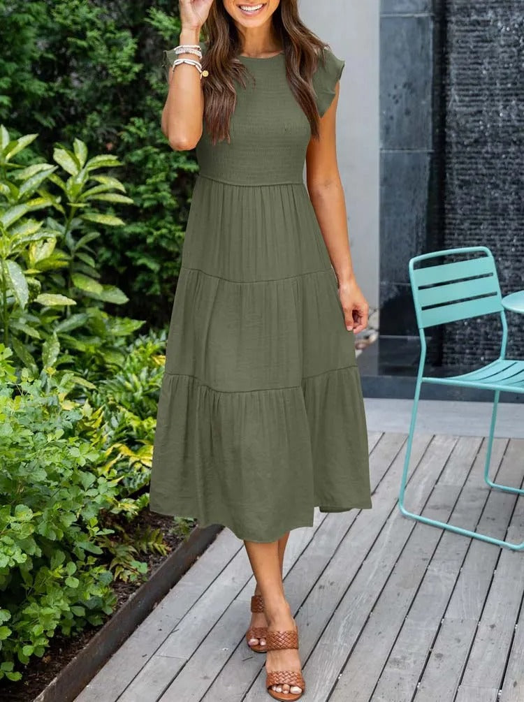 Womens Maxi Dress Lightweight Layered Elegant Fit