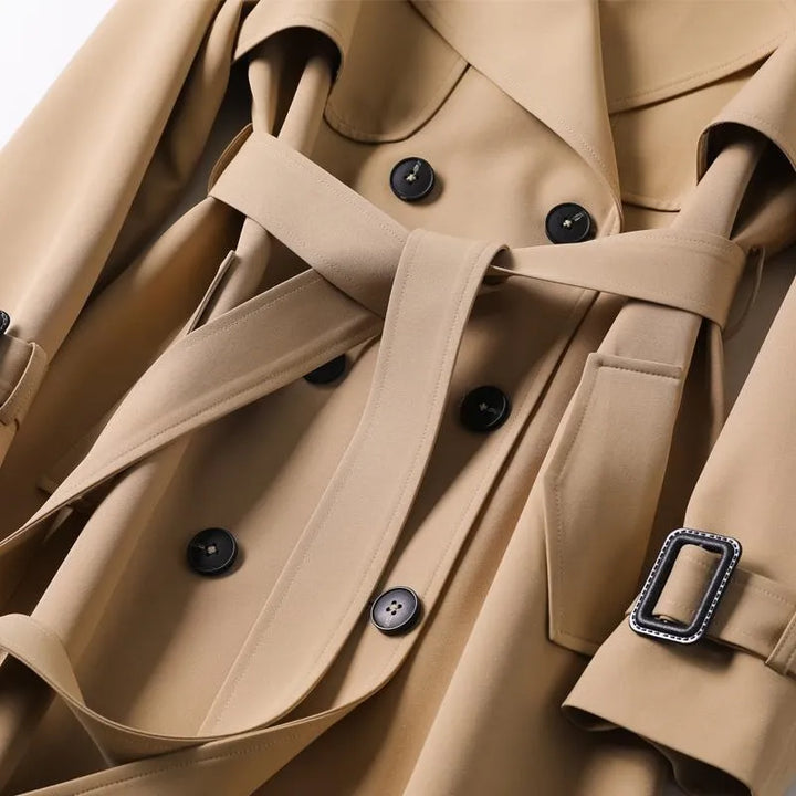 Womens Trench Coat Wool-Blend Fabric Classic Fit