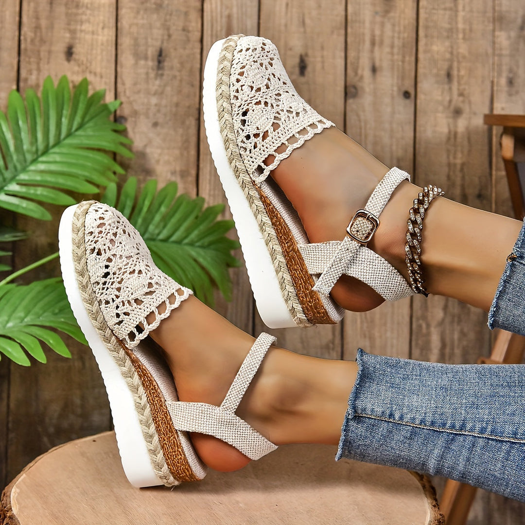 Womens Orthopedic Espadrille Sandals Crochet Adjustable Strap
