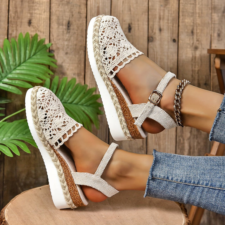 Womens Orthopedic Espadrille Sandals Crochet Adjustable Strap