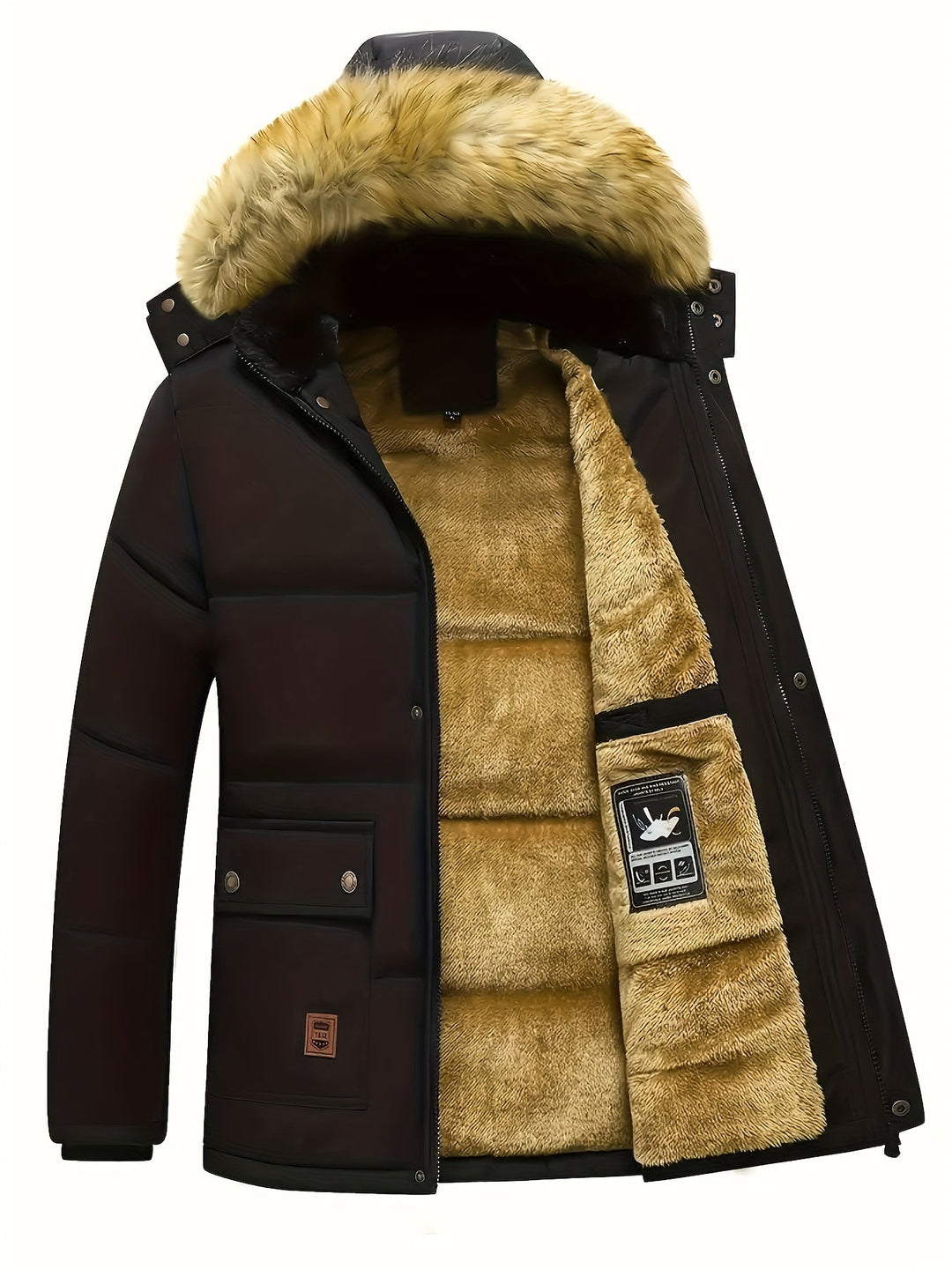 Mens Quilted Puffer Jacket with Hood Warm Fit