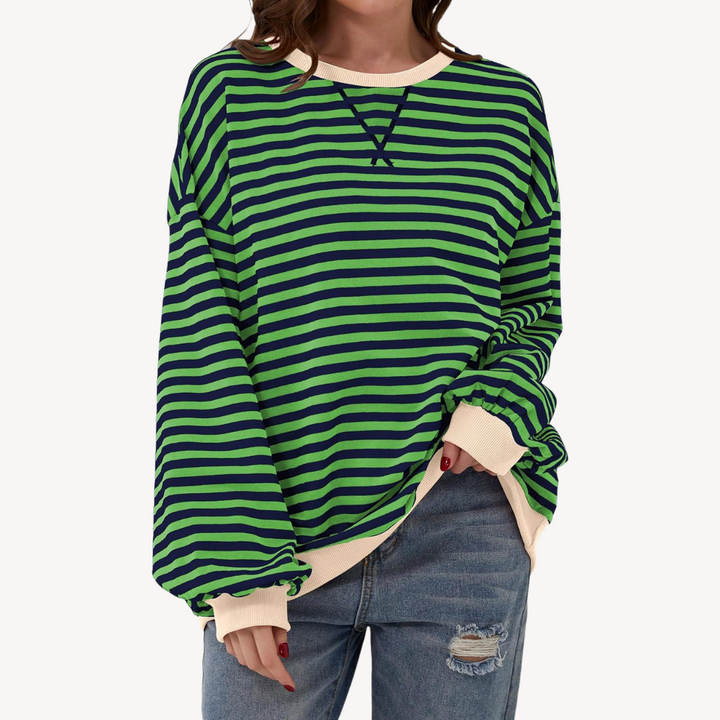 Womens Long Sleeve Top Striped Pattern