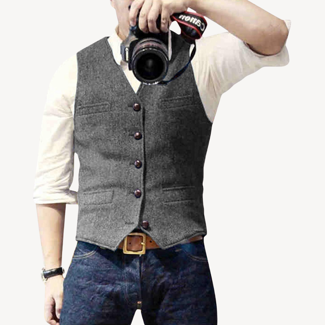 Mens Wool Vest Buttoned Front