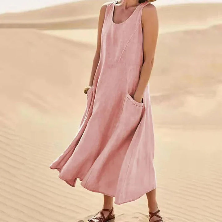 Womens Casual Sundress Sleeveless Scoop Neck - BritishMode