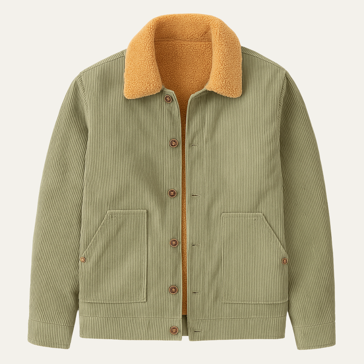 Mens Corduroy Trucker Jacket with Sherpa Lining Warm Fit - BritishMode