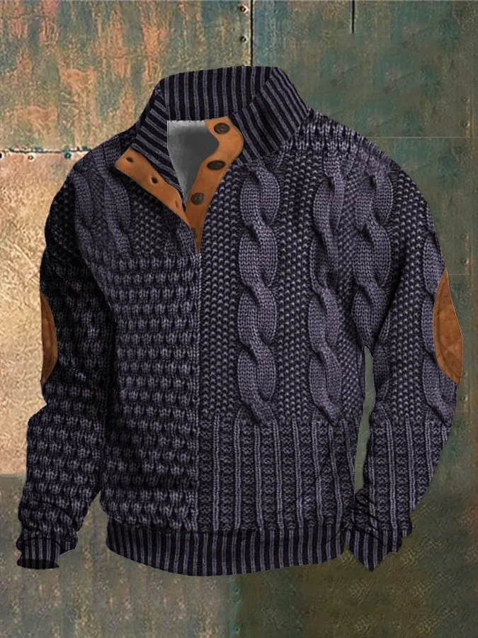 Mens Retro Cashmere Knit Sweater Classic Fit